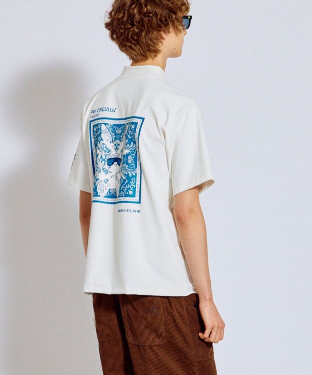 PW CIRCULUS 【吸水速乾 / UV遮蔽率99.5% UVカット / ストレッチ】【MEN】アニマルグラフィックモックT ゴルフ ホワイト系