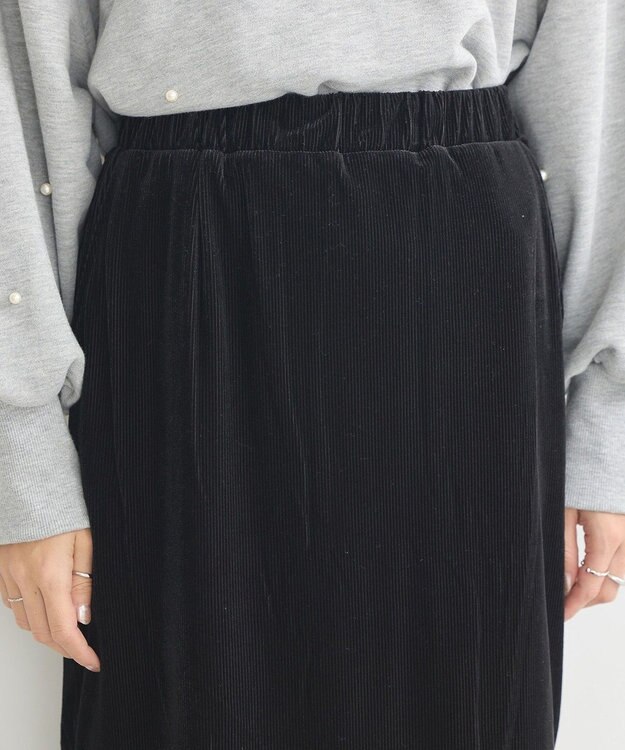 earth music&ecology ベロアプリーツスカート Black