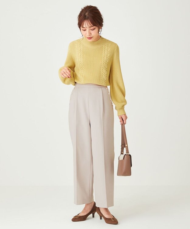 ANY SIS 【美人百花11月号掲載】パール調ポイントツイル パンツ 【WEB・一部店舗限定】 アイボリーベージュ