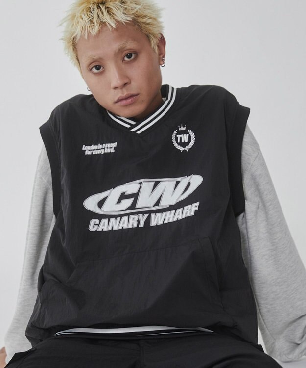 WEGO ナイロンVネックベスト ブラック