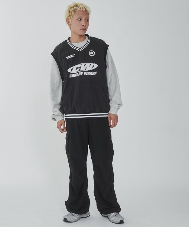 WEGO ナイロンVネックベスト ブラック