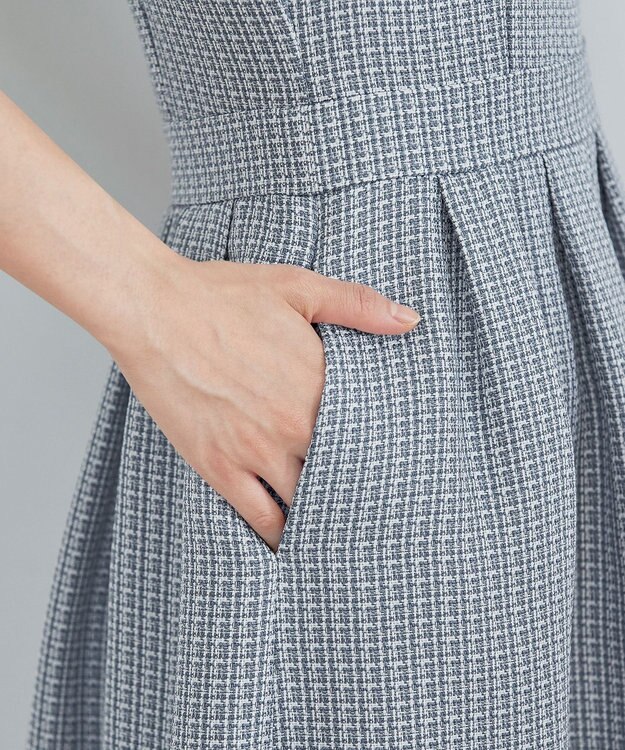 Tiaclasse 【洗える】ツイードタックワンピース オフホワイト