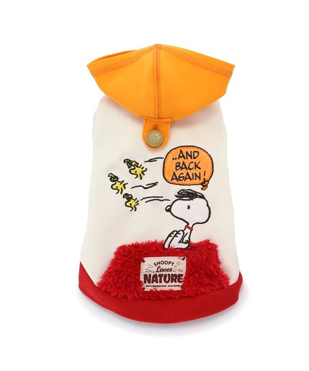 PET PARADISE スヌーピー  ペティヒート パーカー 《赤屋根柄》小型犬 白～オフホワイト