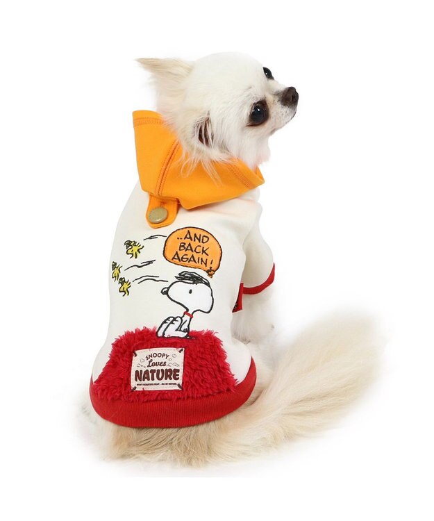 PET PARADISE スヌーピー  ペティヒート パーカー 《赤屋根柄》小型犬 白～オフホワイト