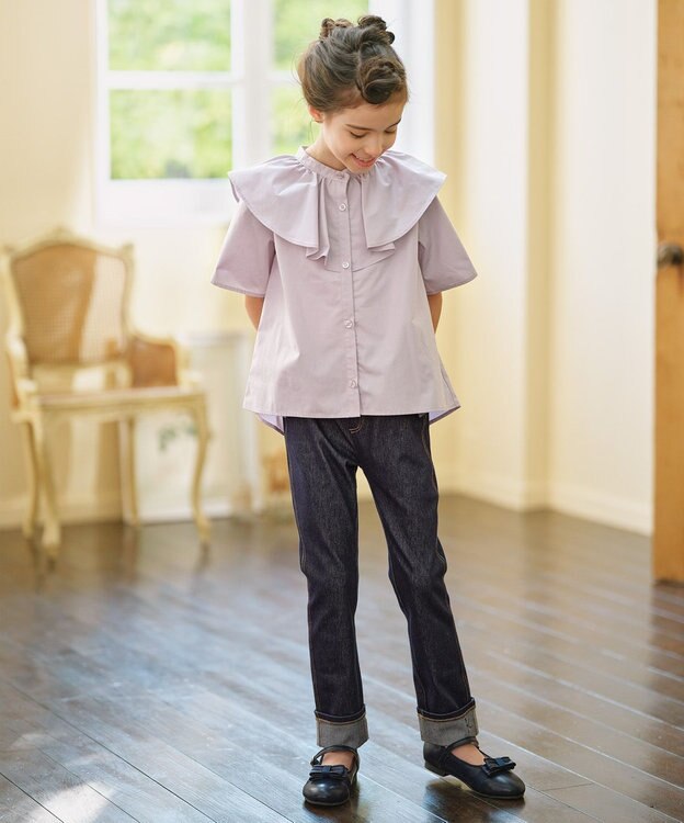 組曲 KIDS 【18-21㎝】かんたんストラップ バレエシューズ ネイビー系