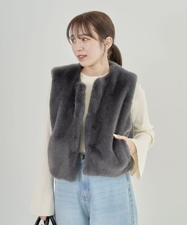 Green Parks ・ｓｗｉｎｇ　ｂｙ　ベルスリーブクルーリブニット Off White