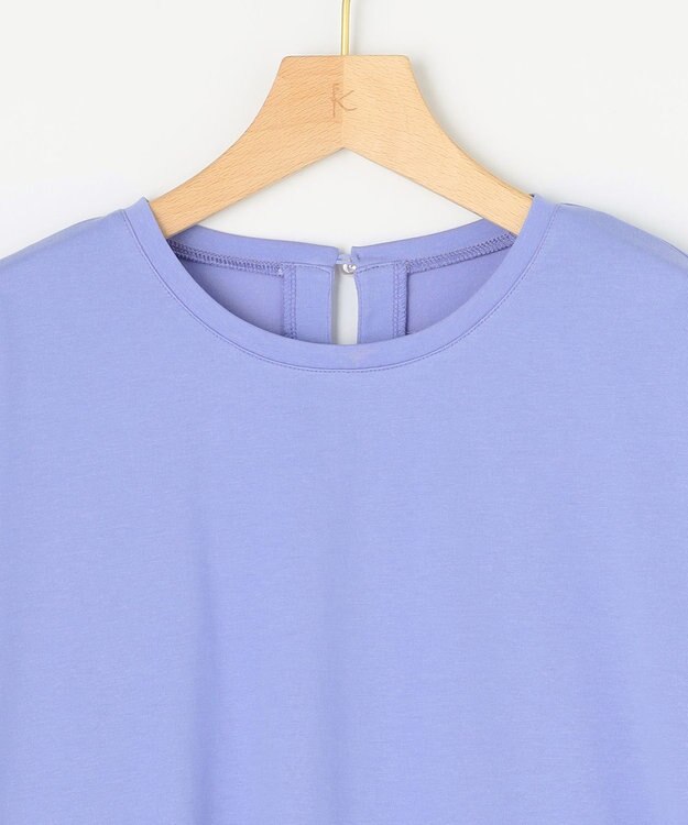 組曲 【汗ジミ防止・撥水】GIZAプレーティング天竺 袖フレア Tシャツ スカイブルー系