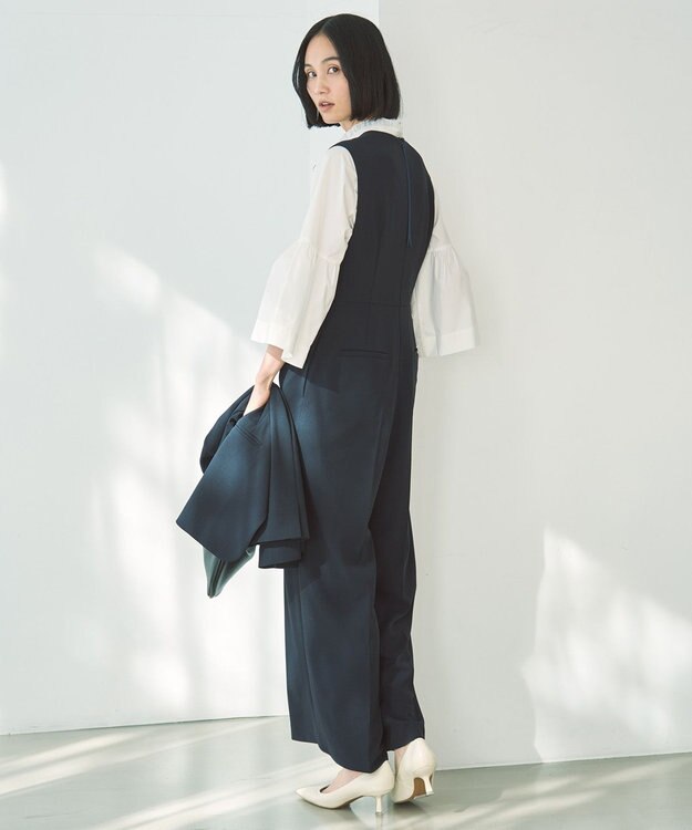 UNFILO コットンブロード フリルネックシャツ オフ