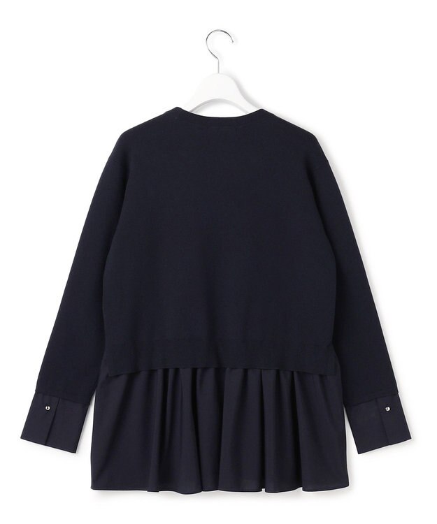 ICB レーヨンシルクストレッチブレンド ドッキングペプラムプルオーバー ネイビー