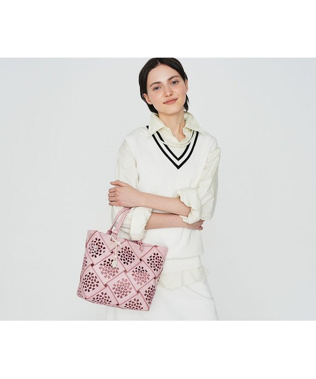 genten フラッターバスケット 手提げバッグ サクラピンク