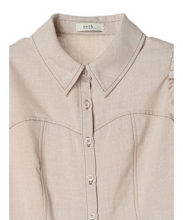 earth music&ecology 袖ドロストシャツワンピース Beige