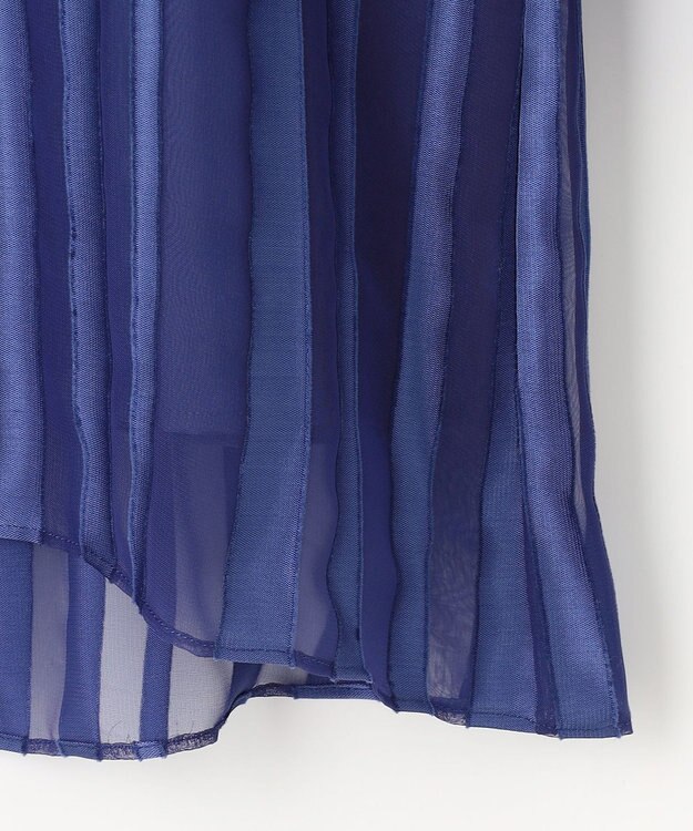 自由区 【XSサイズ～/洗える/セット可】オパールストライプ ブラウス ダルブルー系