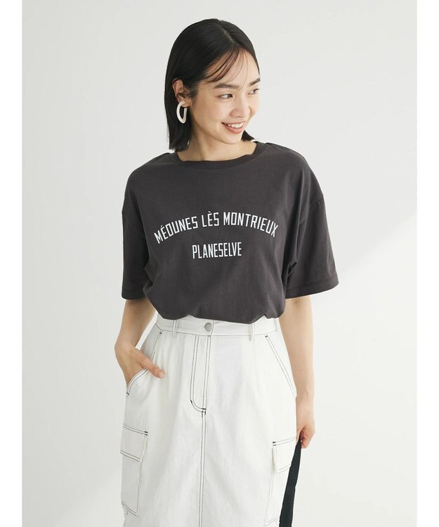 Green Parks キレイ目カレッジボックスＴシャツ Dark Gray