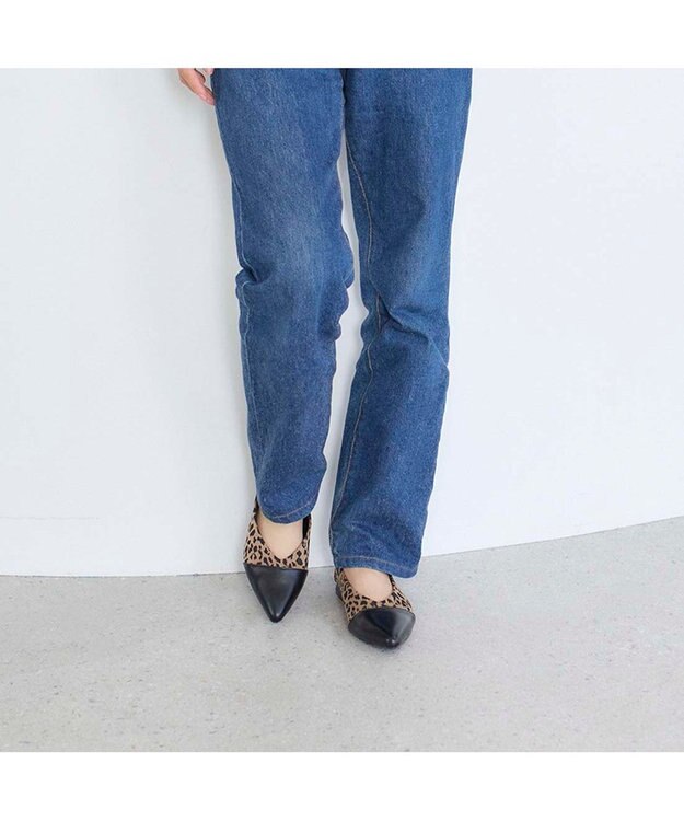 MODE ET JACOMO <noyau>ポインテッドトゥコンビデザインパンプス ベージュキジ