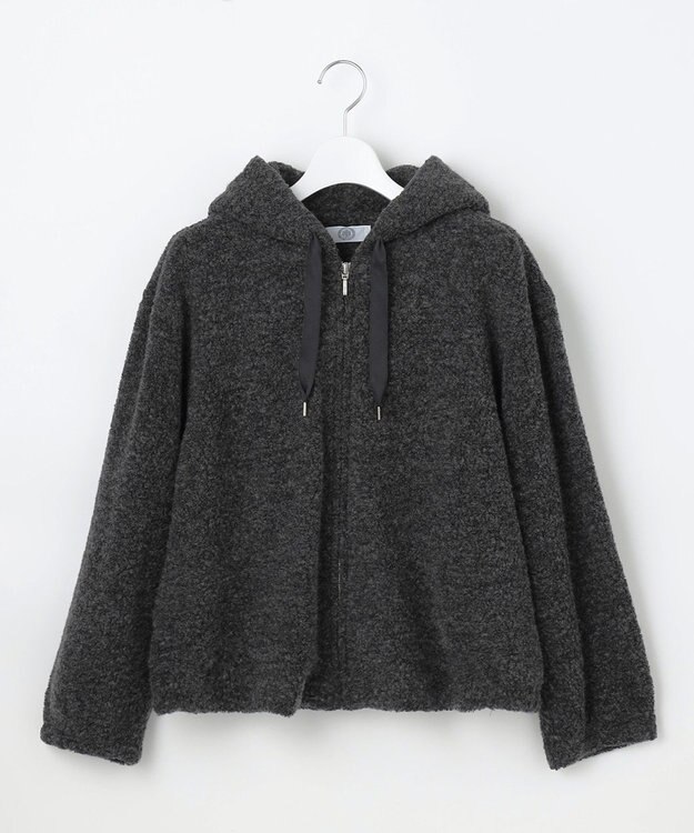 J.PRESS LADIES 【WEB限定カラーあり】パイルジャージー ジップアップ パーカー チャコール系