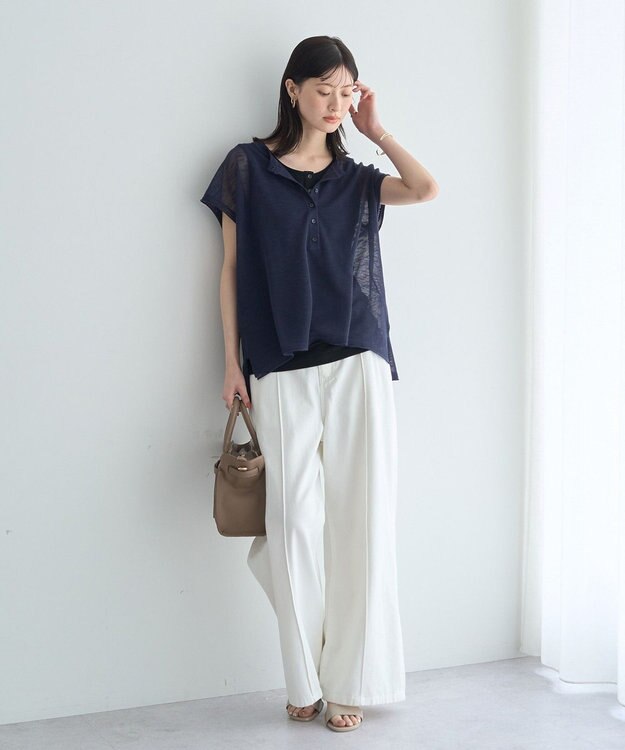 YECCA VECCA 【2点SET】ヘンリーネックスラブシアーニット Navy