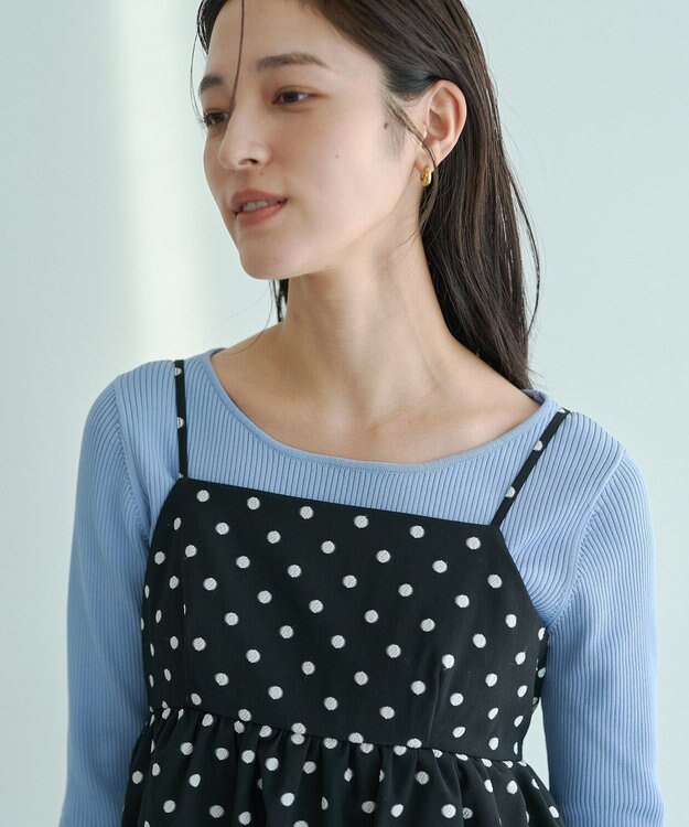 YECCA VECCA ドット柄バルーンキャミワンピース Black