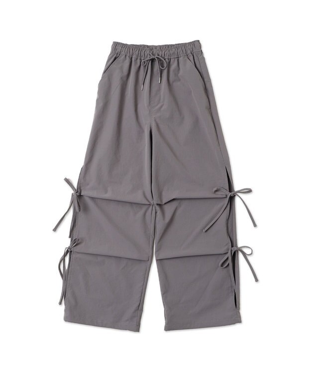 WEGO 【ウエストゴム】サイドリボンパラシュートパンツ グレー