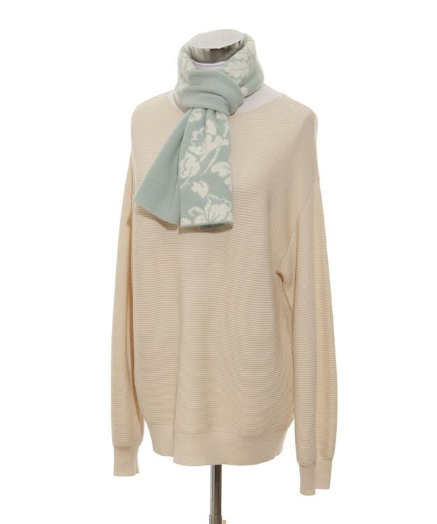 MOONBAT mila schon カシミヤ100%ジャカードプチマフラー ミントグリーン