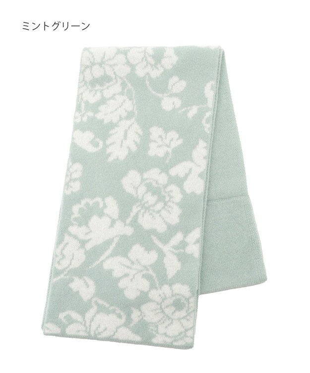 MOONBAT mila schon カシミヤ100%ジャカードプチマフラー ミントグリーン