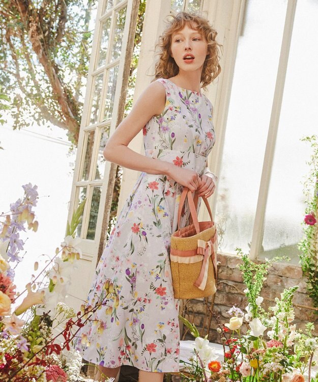 TOCCA BICOLOR RIBBON BASKET かごバッグ ベージュ(ピンクリボン)