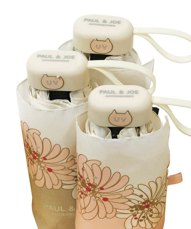 MOONBAT 【UVカット/コンパクト】ポール & ジョー (PAUL & JOE ACCESSOIRES) 折りたたみ雨傘 クリザンテーム ベージュ