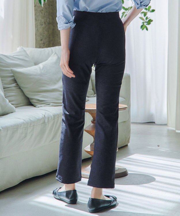 Tiaclasse L 【日本製】メランジプリント裏起毛スリムパンツ ネイビー