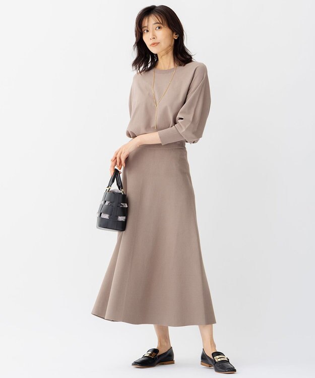 23区 L ヴィスコースストレッチ ドルマン ニット モカ