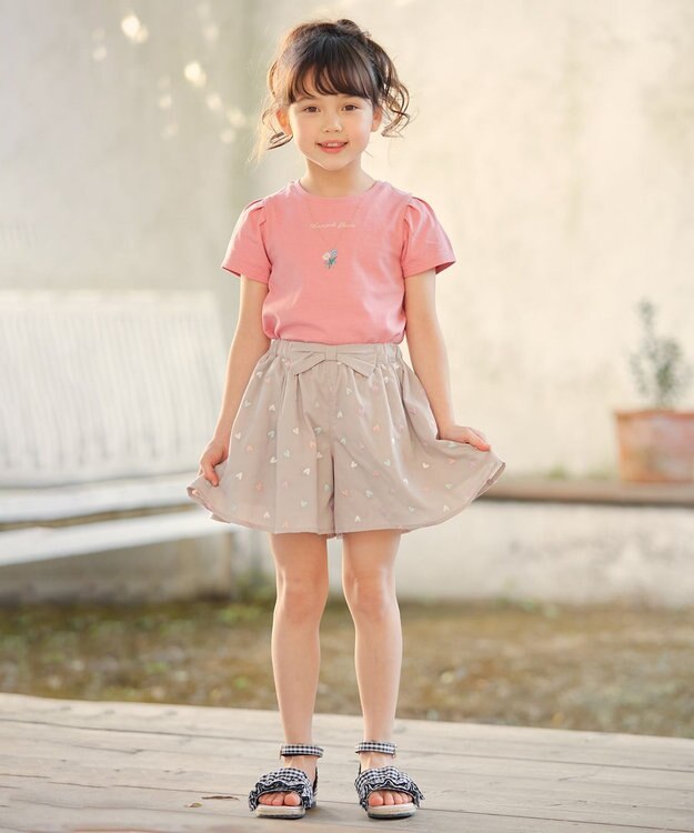 ANY KIDS 刺繍 キュロット ベージュ×ハート