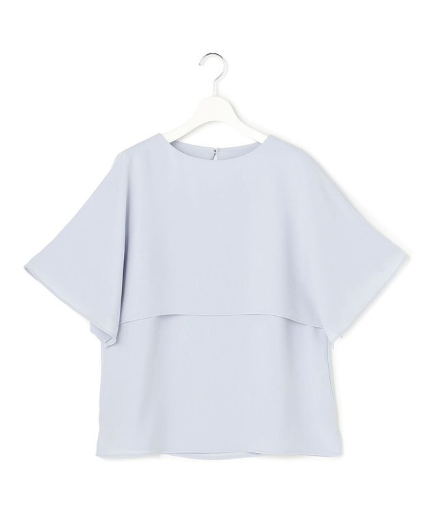 23区 S 【新色追加】ストレッチジョーゼット  ケープデザイン カットソー ライトブルー系