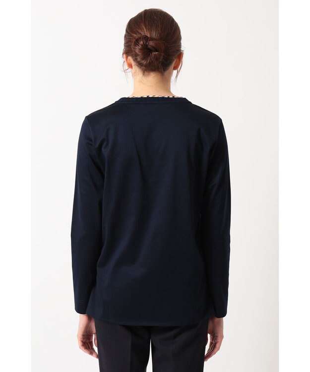 DAKS ミニハウスチェック襟 ダブルカラーTシャツ ネイビー