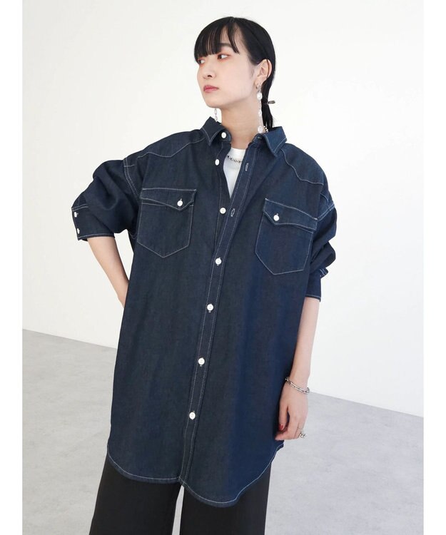 Green Parks ウエスタンＢｉｇデニムシャツ Dark Indigo