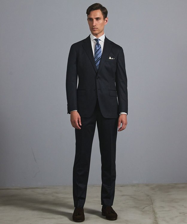 GOTAIRIKU NEW【日本製】新定番 シルク100％ チーフ_カラートリム ネイビー系