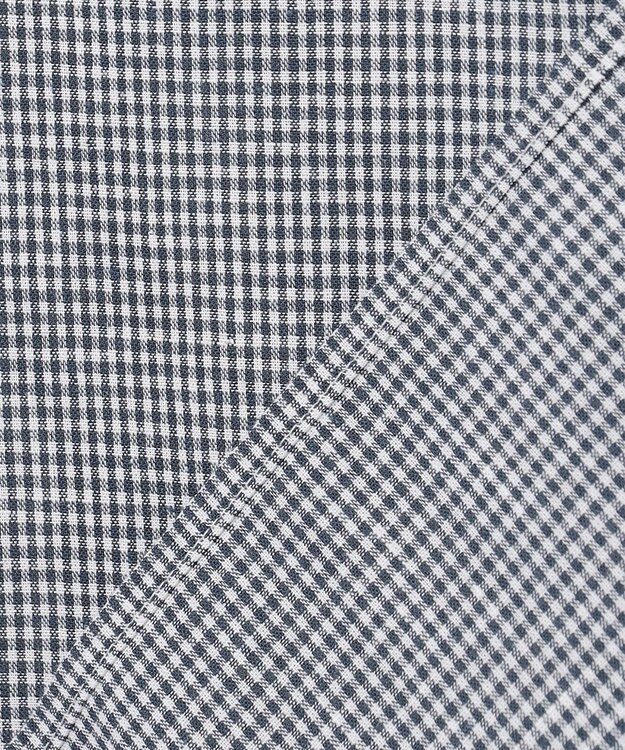 J.PRESS LADIES 【洗える】リネンminiチェック フロントピンタック シャツ ネイビー系