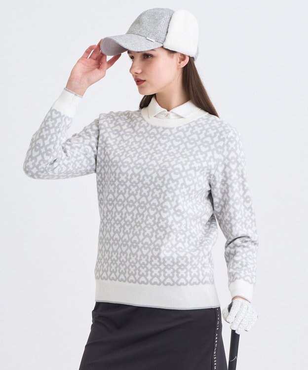 23区GOLF 【WOMEN】モノグラムジャガードセーター ホワイト系5
