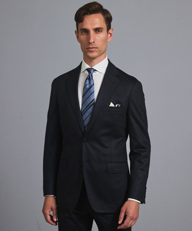 GOTAIRIKU NEW【日本製】新定番 シルク100％ チーフ_カラートリム ネイビー系