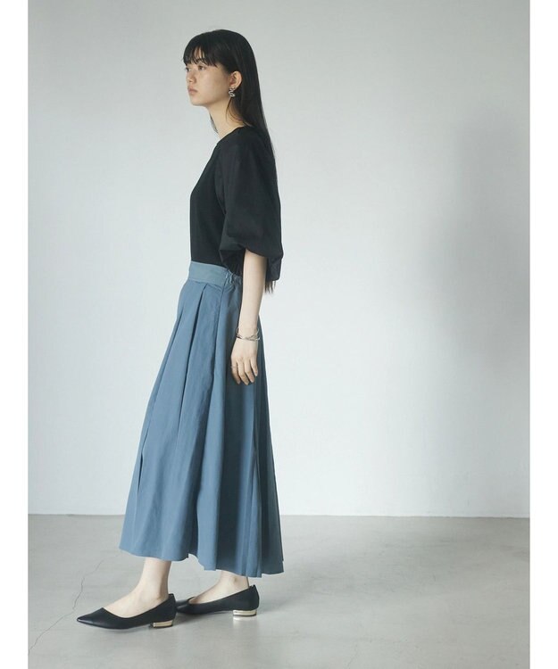 Green Parks armonia．袖布帛ニットプルオーバー Black