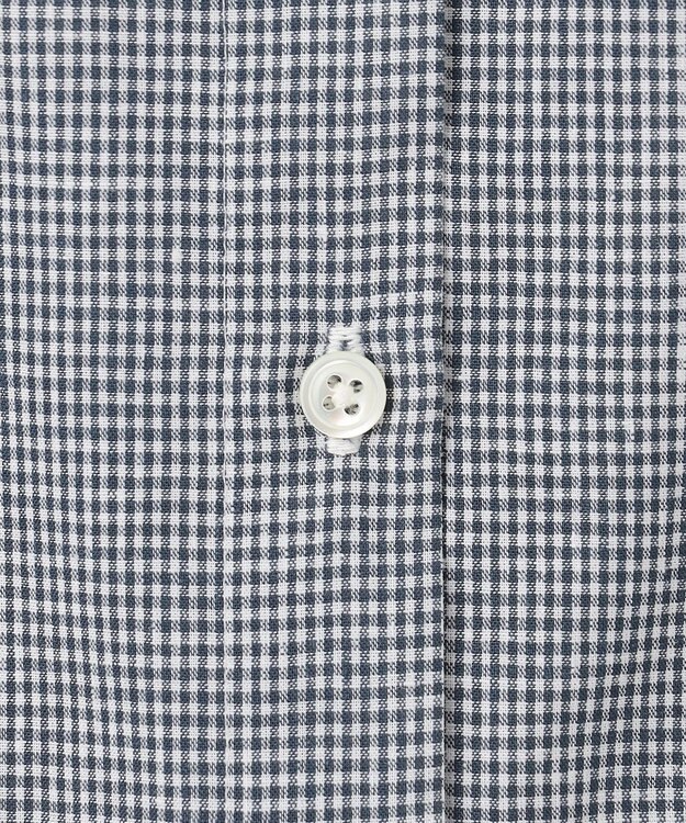 J.PRESS LADIES 【洗える】リネンminiチェック フロントピンタック シャツ ネイビー系