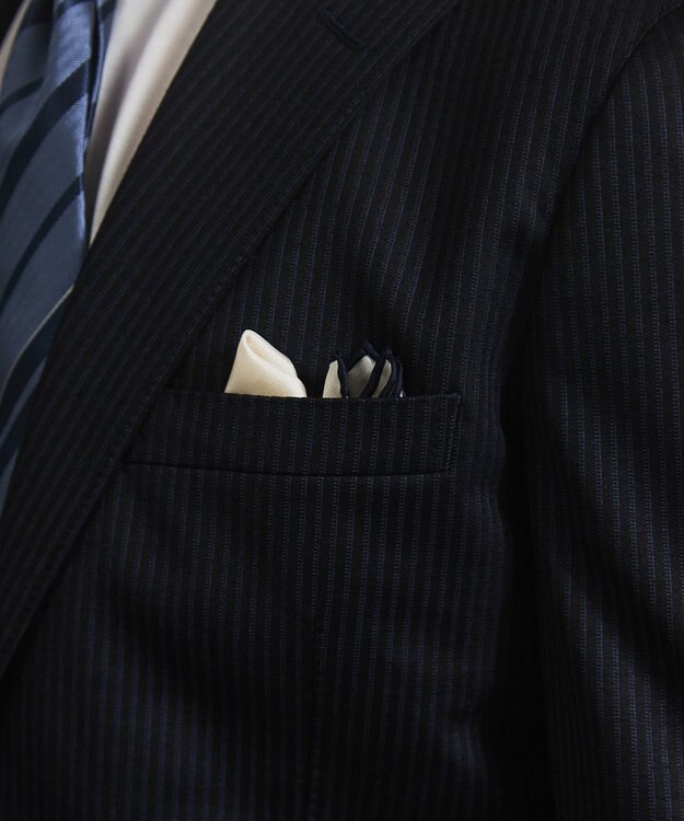 GOTAIRIKU NEW【日本製】新定番 シルク100％ チーフ_カラートリム ネイビー系