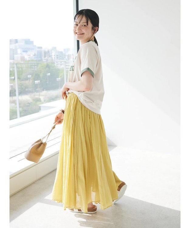 CRAFT STANDARD BOUTIQUE コットンボイルギャザースカート Yellow