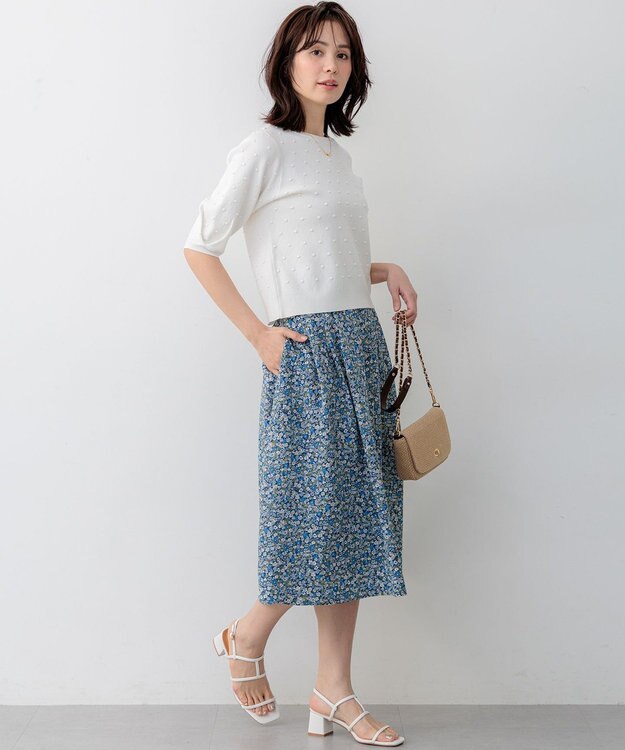 組曲 L 【先行予約・WEB限定】フラワーガーデンプリント スカート ブルー系5