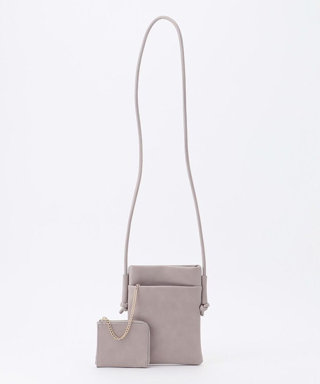 LA BAGAGERIE 【MONICA】ミニウォレット付き　ノットショルダーバッグ ライトグレー