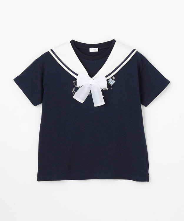 ANY KIDS 【綿100%/接触冷感】ひんやり 2WAY セーラーTシャツ ネイビー