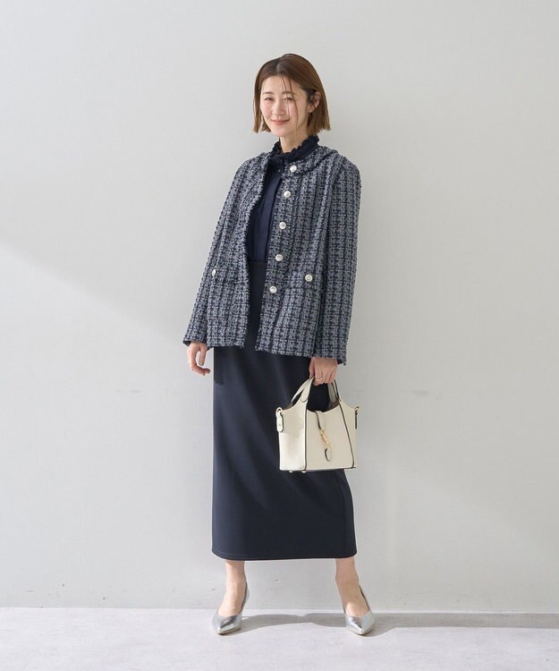 YECCA VECCA ダンボールニットナロースカート Navy