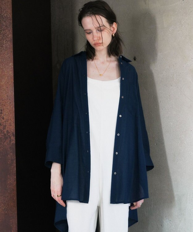 YECCA VECCA リブMIXシアーオーバーシャツ Dark Green