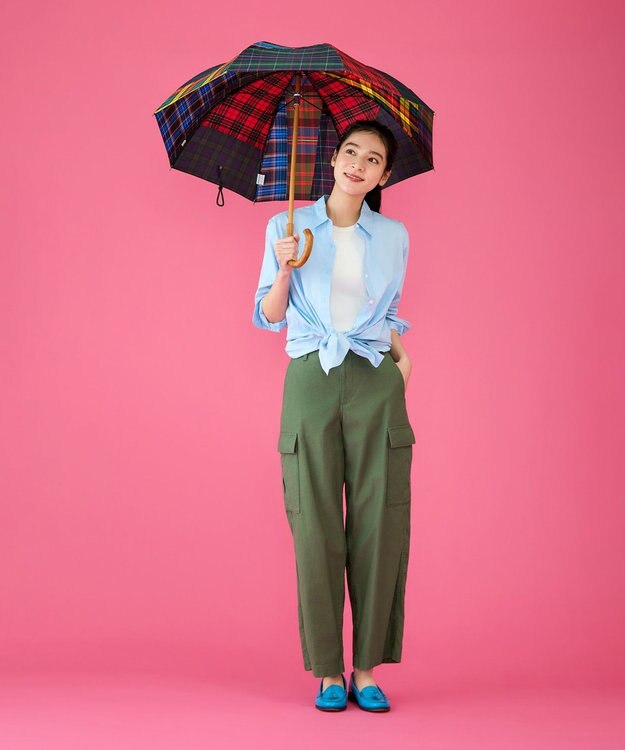 +RING 【限定/日本製】晴雨兼用傘（長ショート）チェック CHK SR282 sunshield マルチカラー