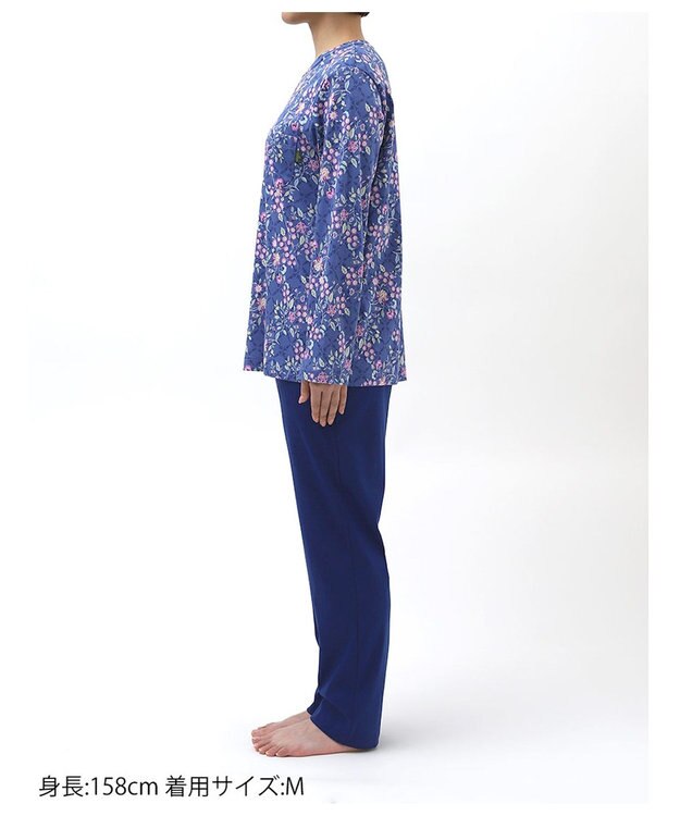 WACOAL ミントン 長袖 長ズボン パジャマ 綿100%(本体) NDX552 /ワコール ブルー