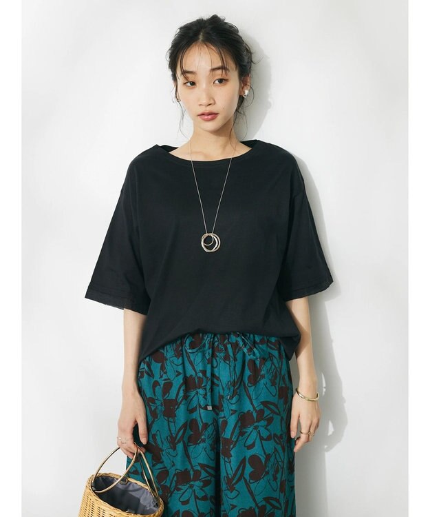 CRAFT STANDARD BOUTIQUE 【ＵＶカット】布帛切り替えプルオーバー Black