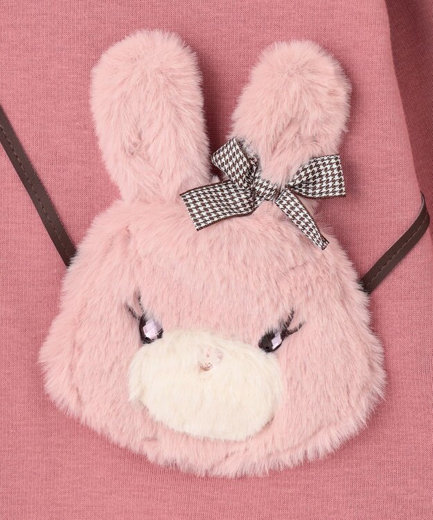 ANY KIDS 裏シャギー ポシェット トレーナー ローズピンク×ウサギ