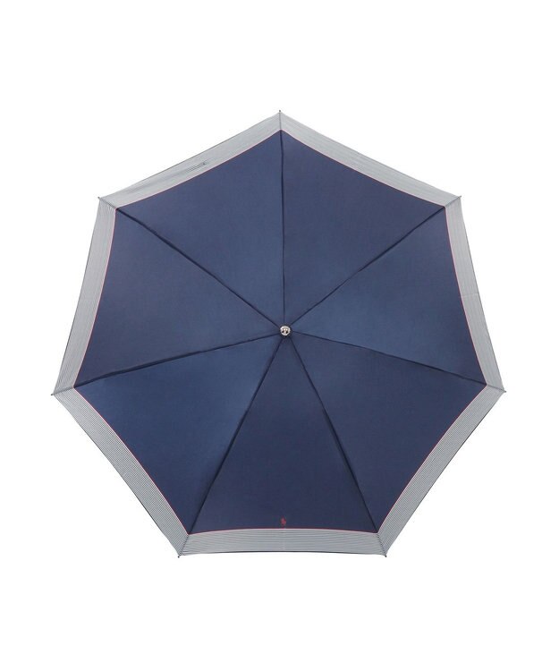 MOONBAT 【WEB限定】POLO RALPH LAUREN)（ポロ ラルフローレン）ワンポイントポロポニー×裾ボーダー 折りたたみ傘 ネイビーブルー